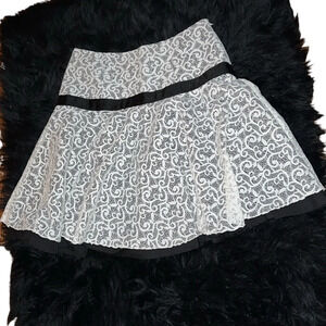 Bebe Vintage Style Lace fit and flare mini skirt